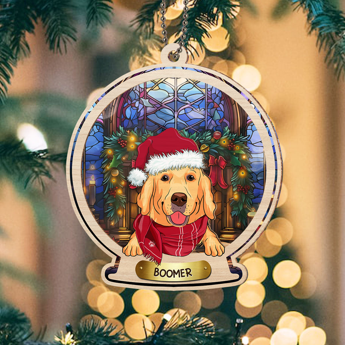 Snow Globe Dog - Personalized Custom Suncatcher Ornament