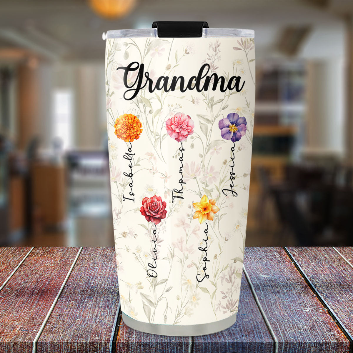 Grandma Lovely Flowers - Personalized Custom Tumbler