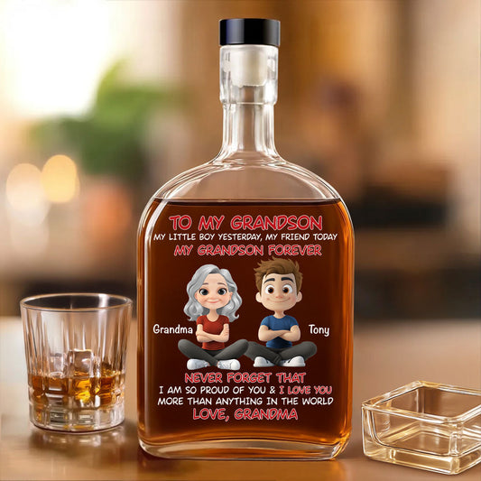 Grandma And Grandson Forever - Personalized Custom Spirits Decanter