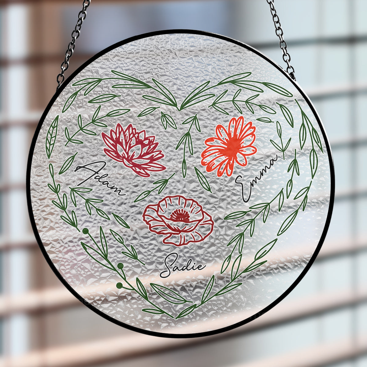 Family Flowers - Personalized Custom Window Hanging Suncatcher