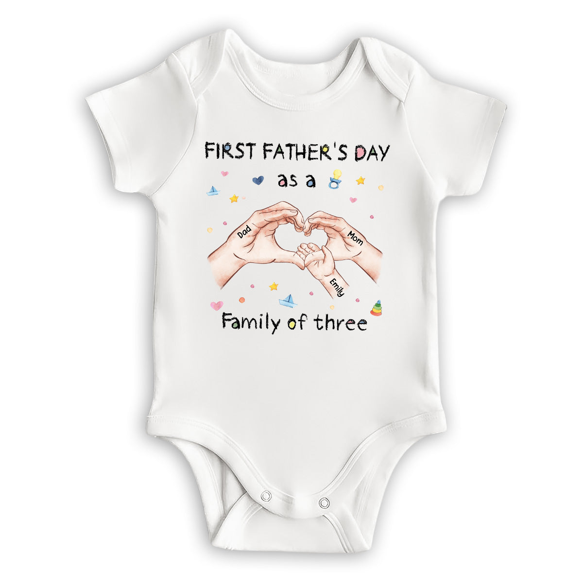 Family Of Three - Personalized Custom Baby Onesie