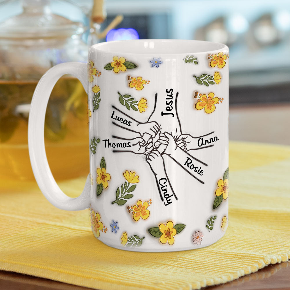 Jesus Holds Our Hand And Our Heart - Personalized Custom 3D Inflated Effect Mug