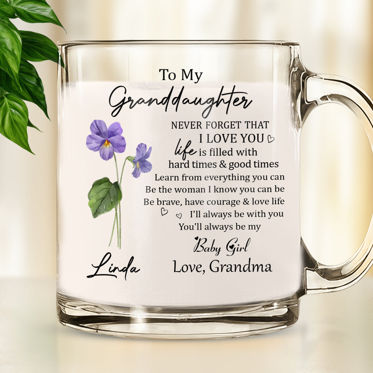 Never Forget Granddaughter - Personalized Custom Glass Mug