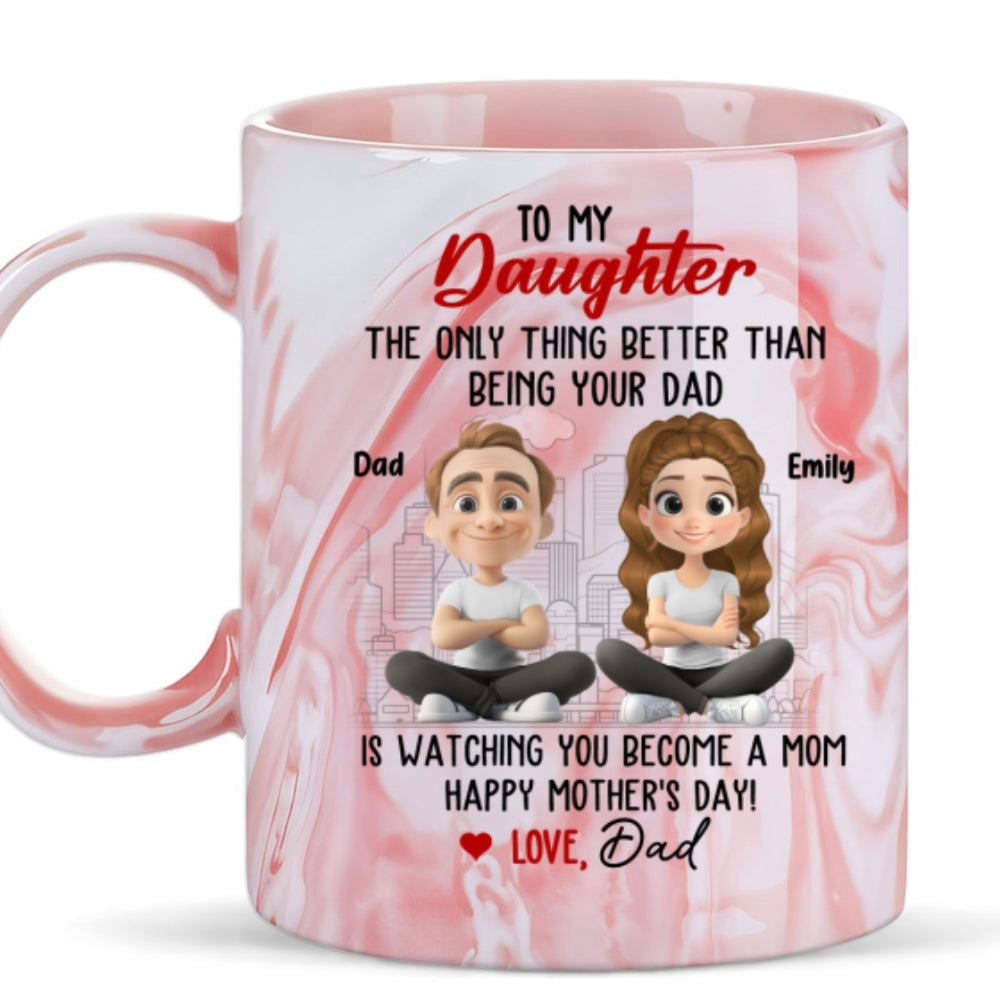 Being Your Dad Is Wonderful - Personalized Custom Pink Marble Mug