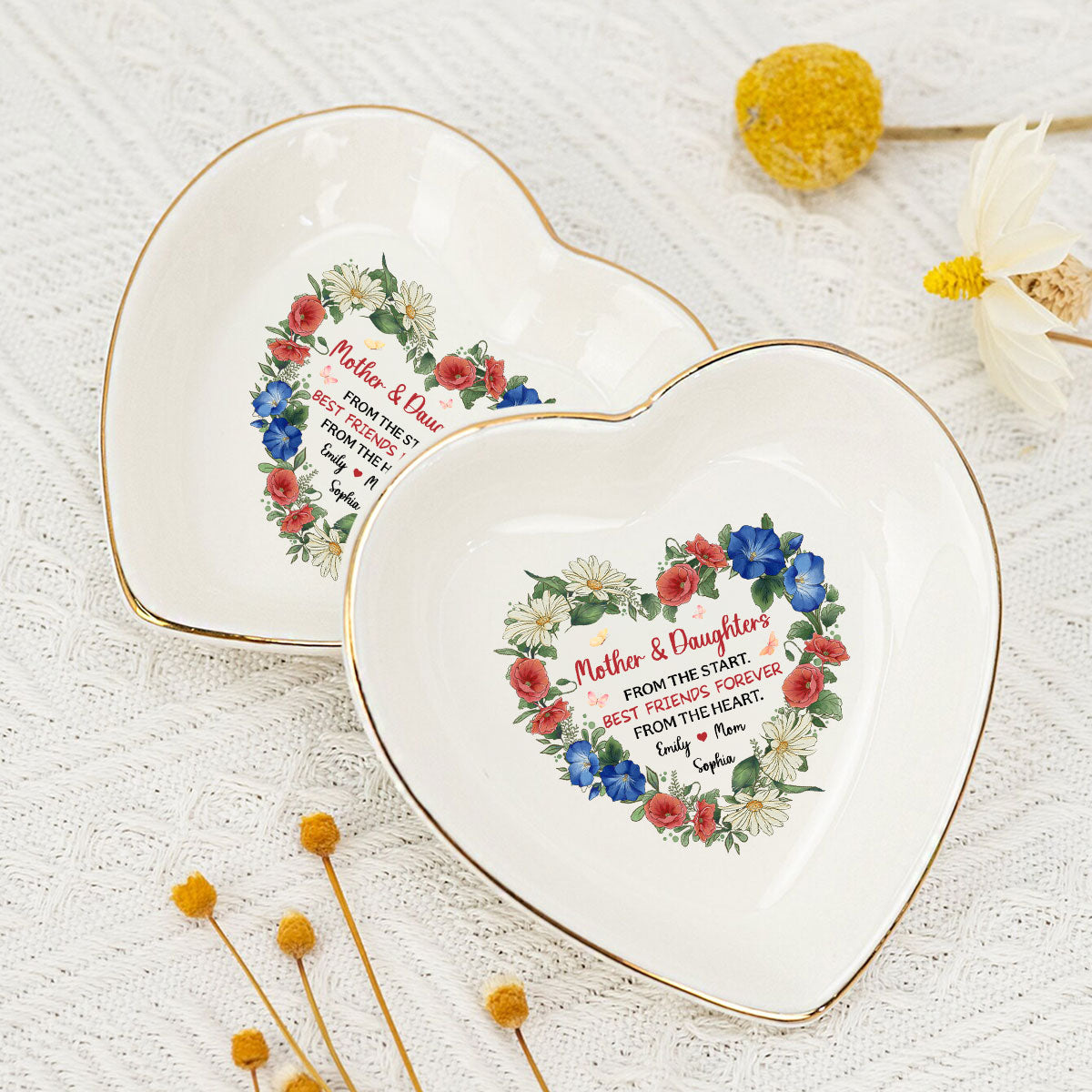 Mother And Daughter From The Start - Personalized Custom Jewelry Dish