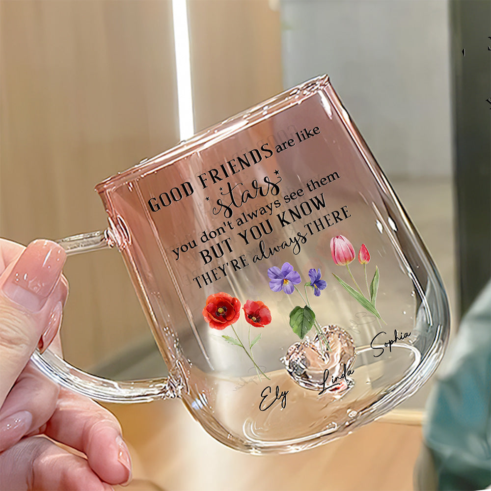 Friends Like Stars - Personalized Custom Pink Gradient Glass Mug