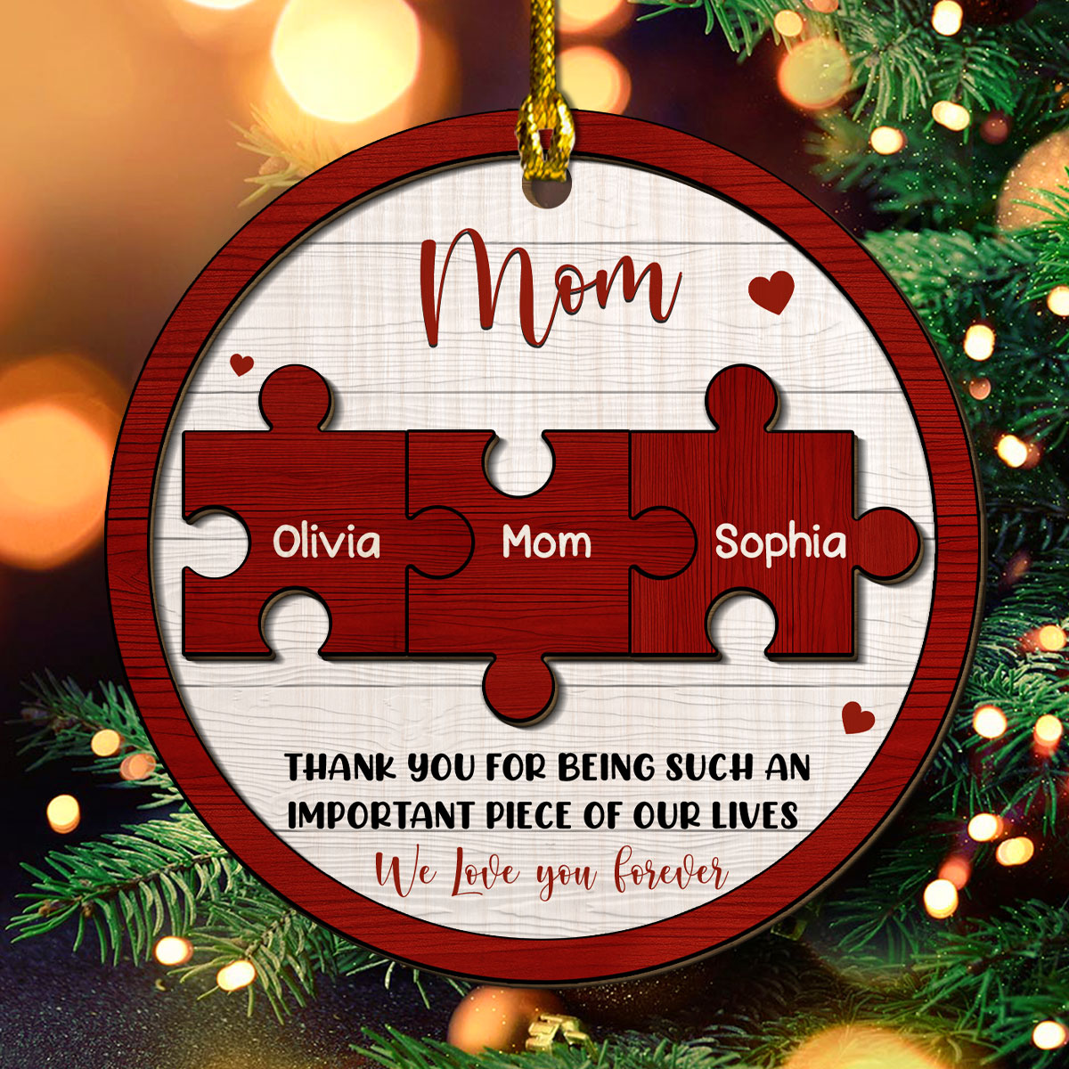 Mother And Daughter Forever Linked Together - Personalized Custom Freeshape 2-Layered Wood Ornament