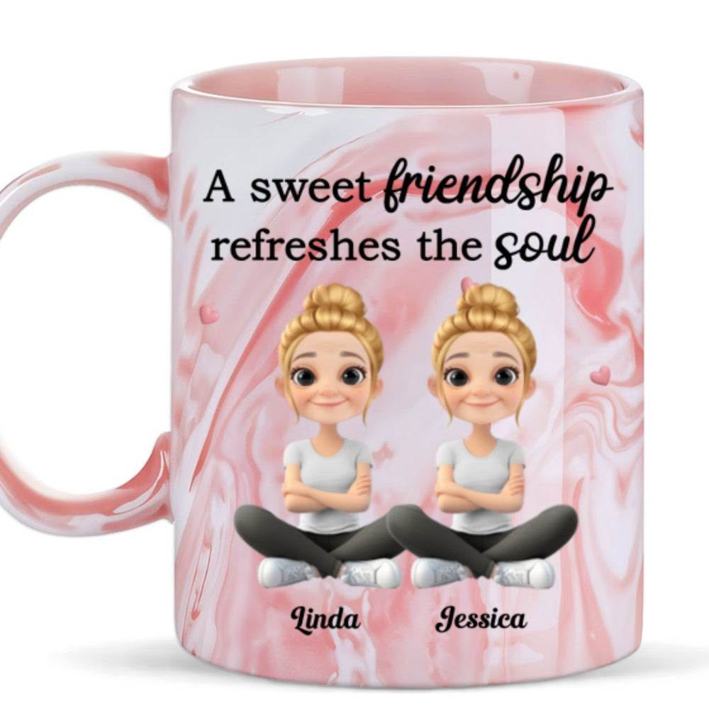 Sweet Friendship - Personalized Custom Pink Marble Mug