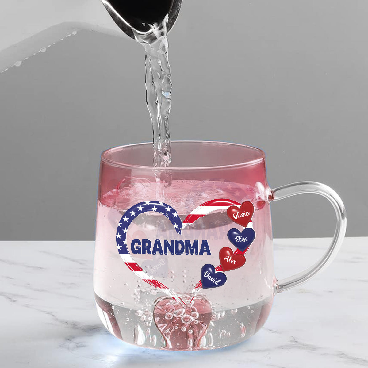 American Grandma - Personalized Custom Pink Gradient Glass Mug