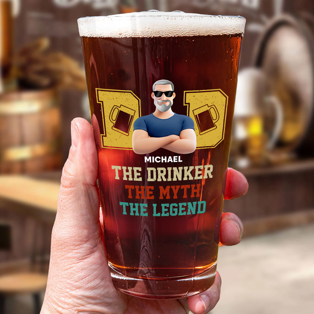 The Drinker The Myth The Legend - Personalized Custom Beer Glass