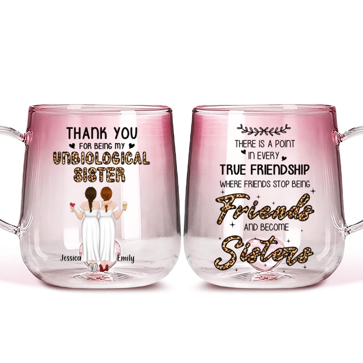 True Friendship - Personalized Custom Pink Gradient Glass Mug