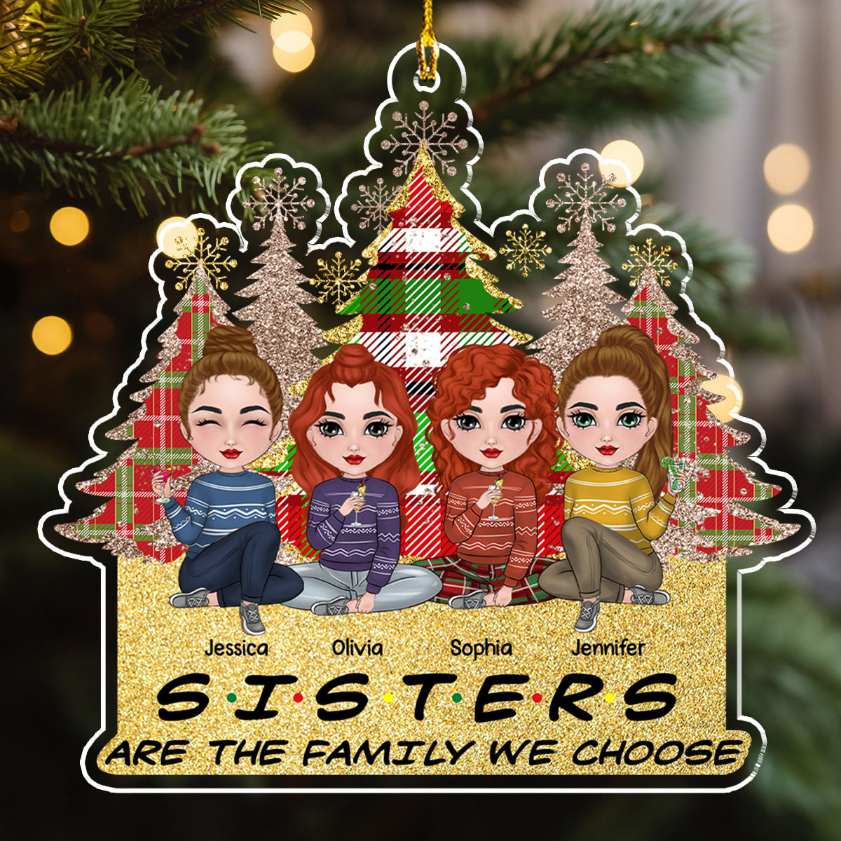 Friends Are The Family We Choose - Personalized Custom Acrylic Ornament