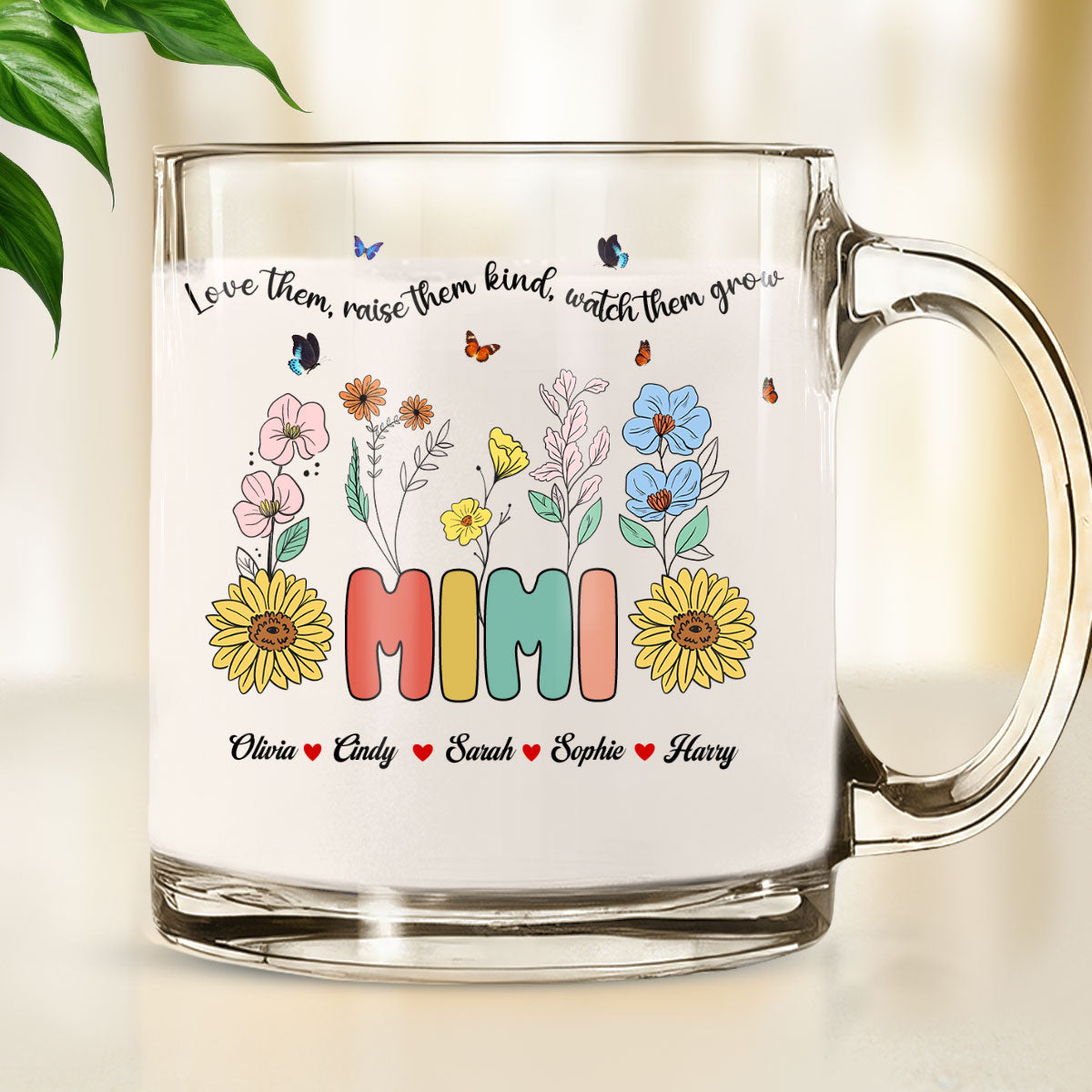 Grandma Watch Them Grow - Personalized Custom Glass Mug