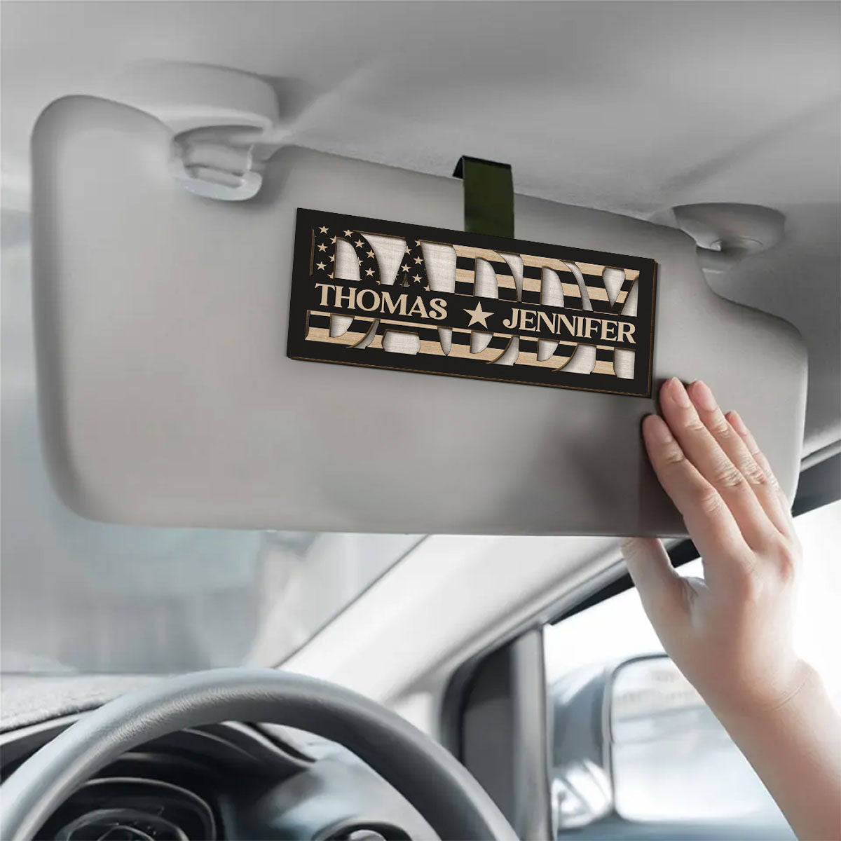 Family Love Dad - Personalized Custom Car Visor Clip