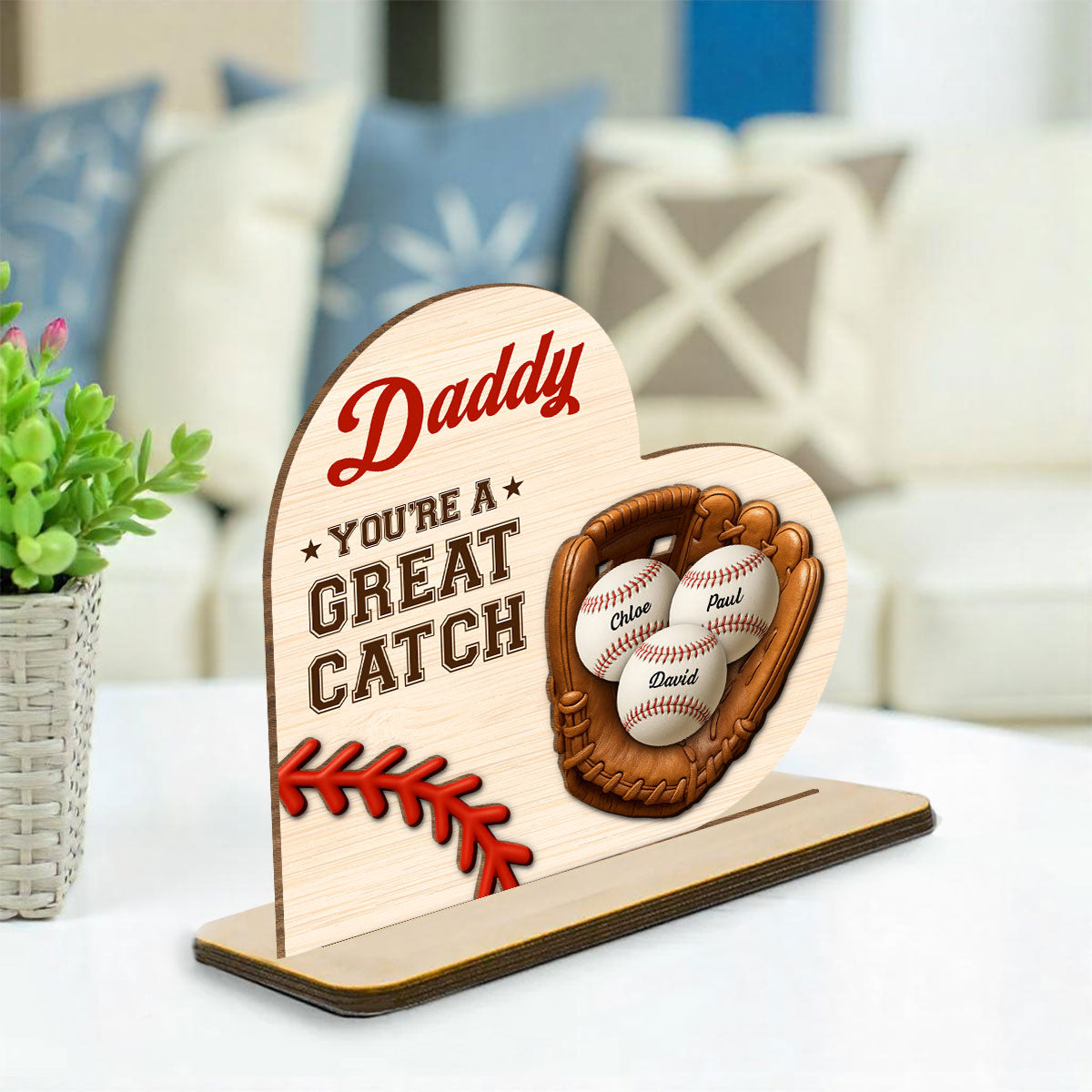 Best Baseball Dad - Personalized Custom 2-Layer Wood Plaque With Flat Base