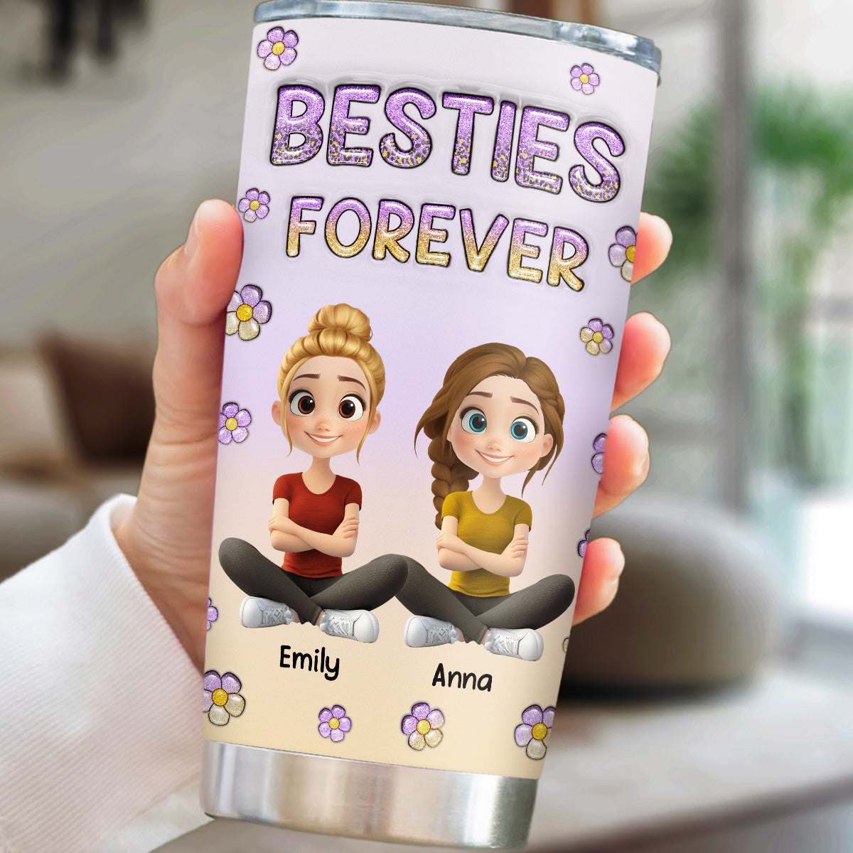 Always My Besties Cartoonize - Personalized Custom 3D Inflated Effect Tumbler