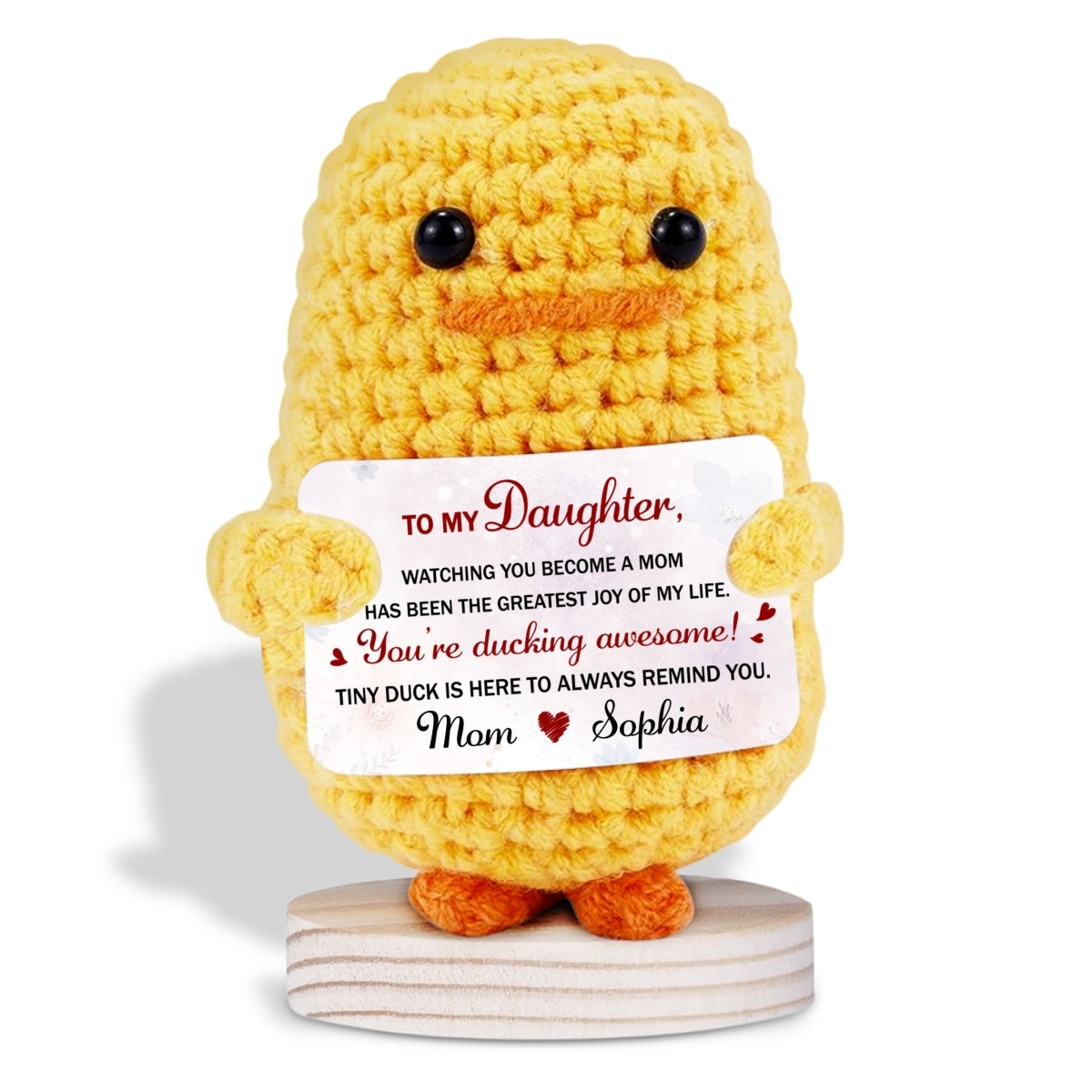 To My Daughter - Personalized Custom Duck Crocheted Plushie With Message