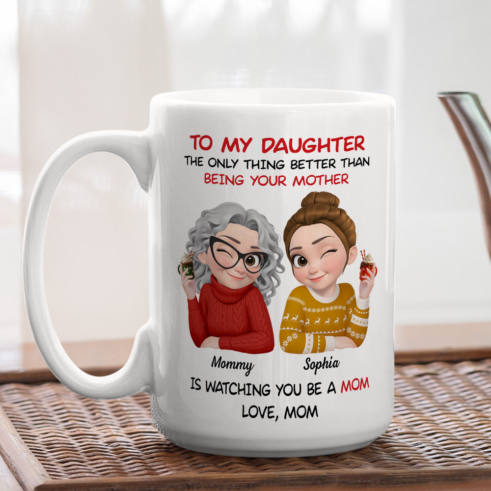 To My Daughter Cartoonize Christmas - Personalized Custom Coffee Mug