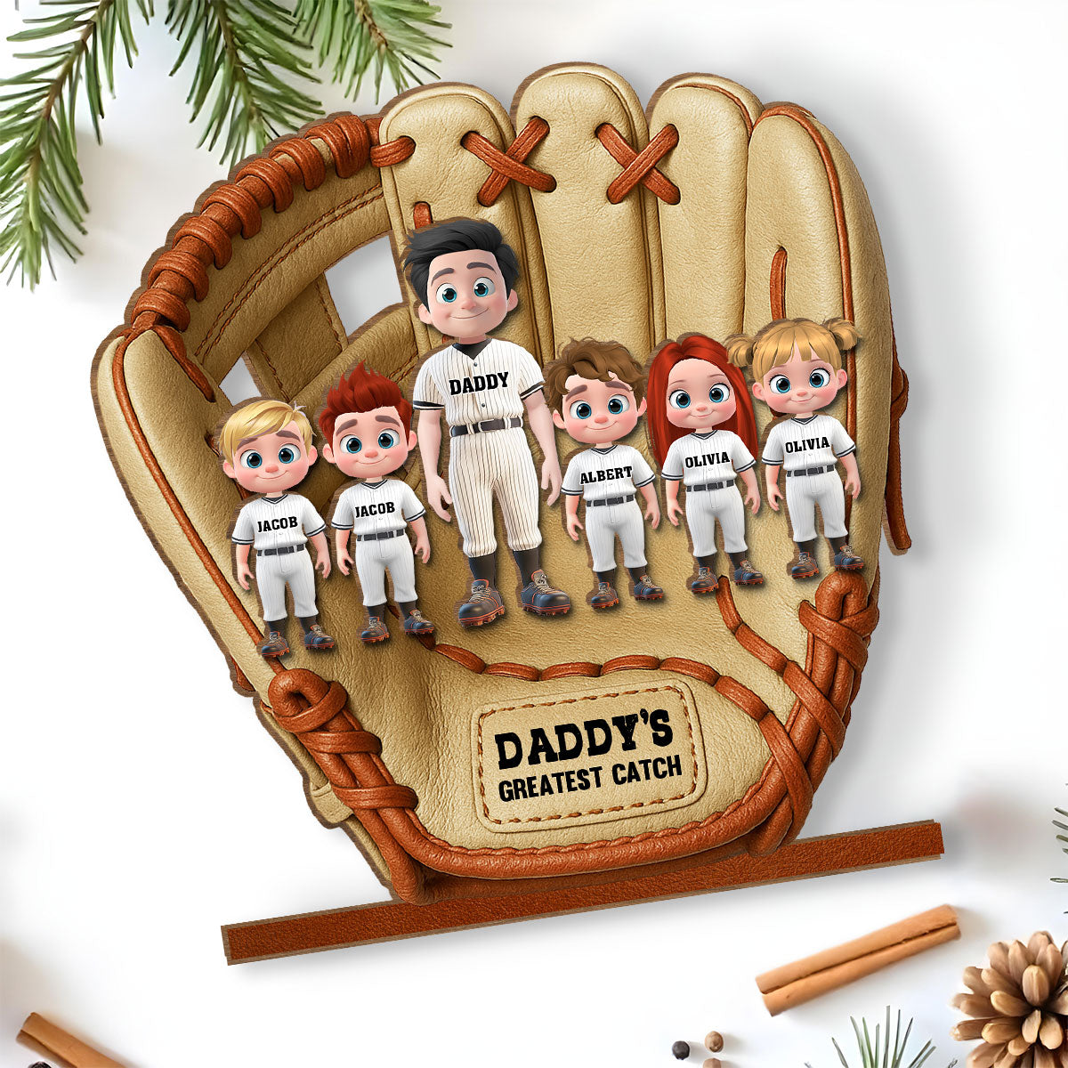 Daddy Team - Personalized Custom 2-Layer Wood Plaque With Flat Base