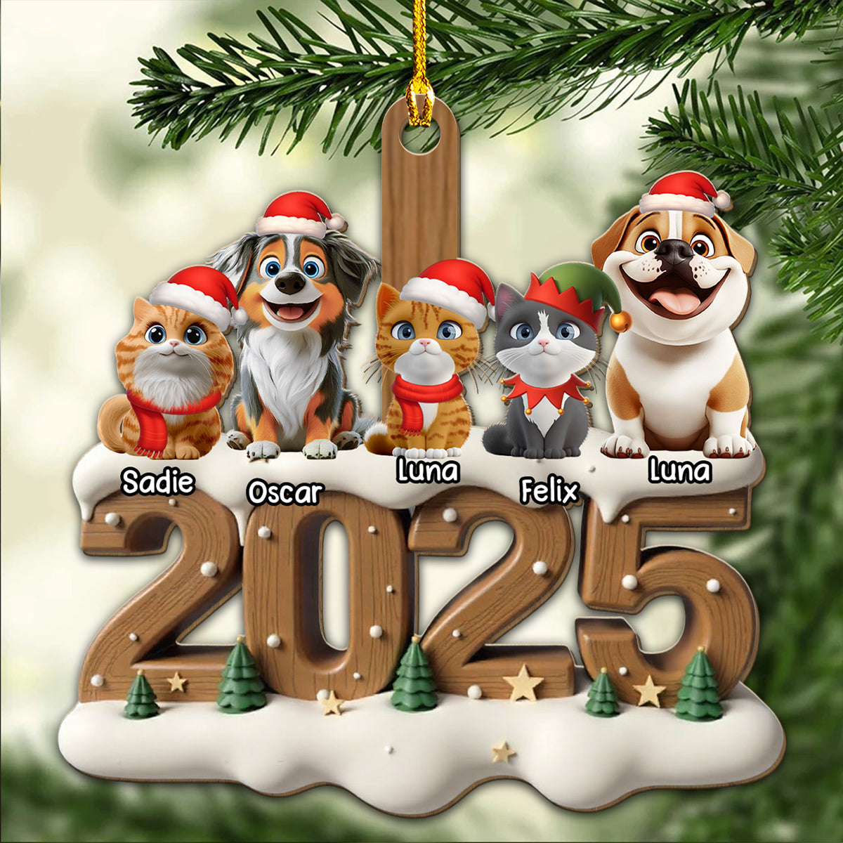 Only Them This Year - Personalized Custom 3D Effect Wood Ornament