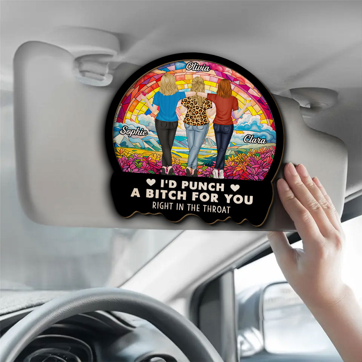 Besties Sisters Punch For You - Personalized Custom Car Visor Clip