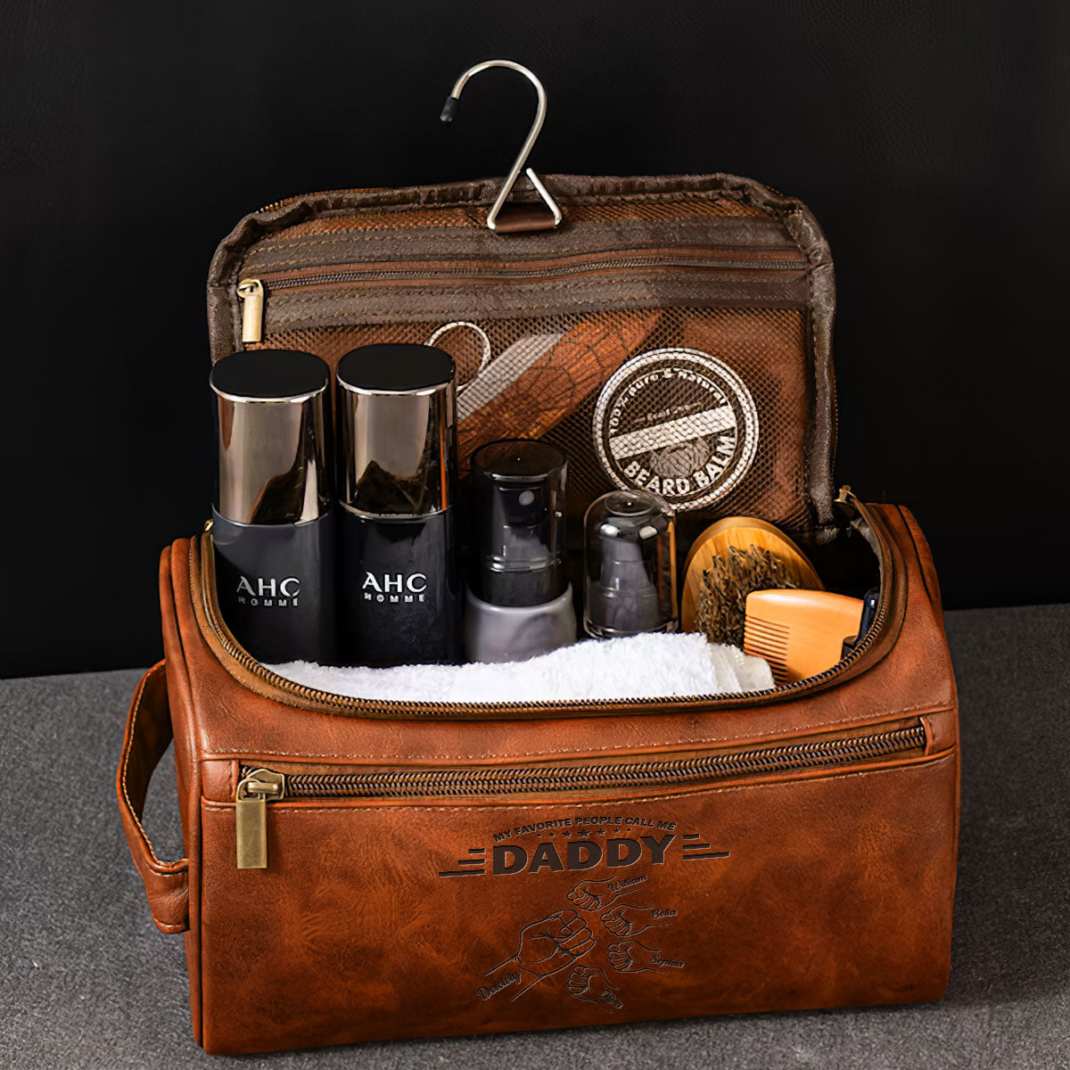 Call Me Dad - Personalized Custom Engraved Leather Toiletry Bag
