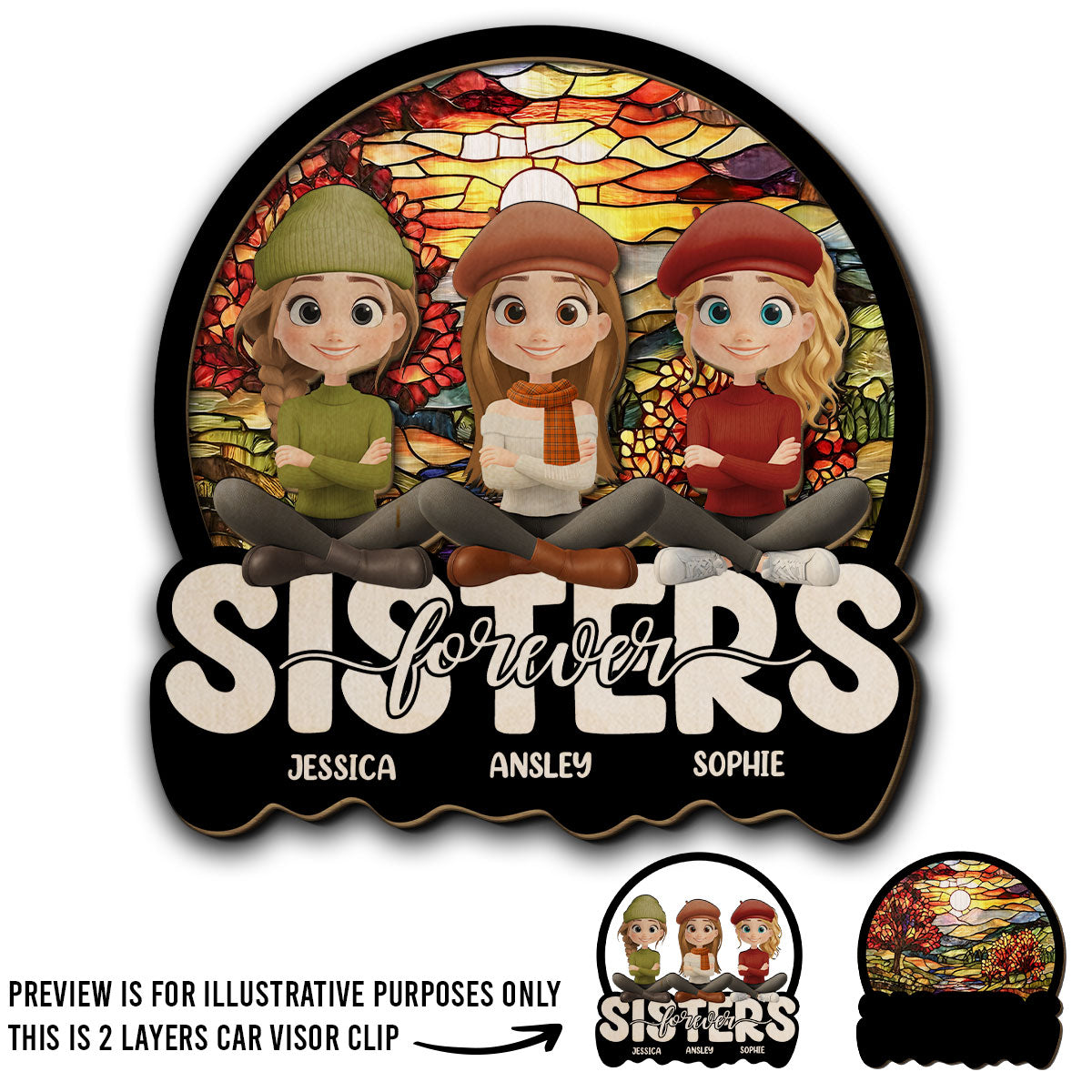 Sitting Together Autumn - Personalized Custom Car Visor Clip