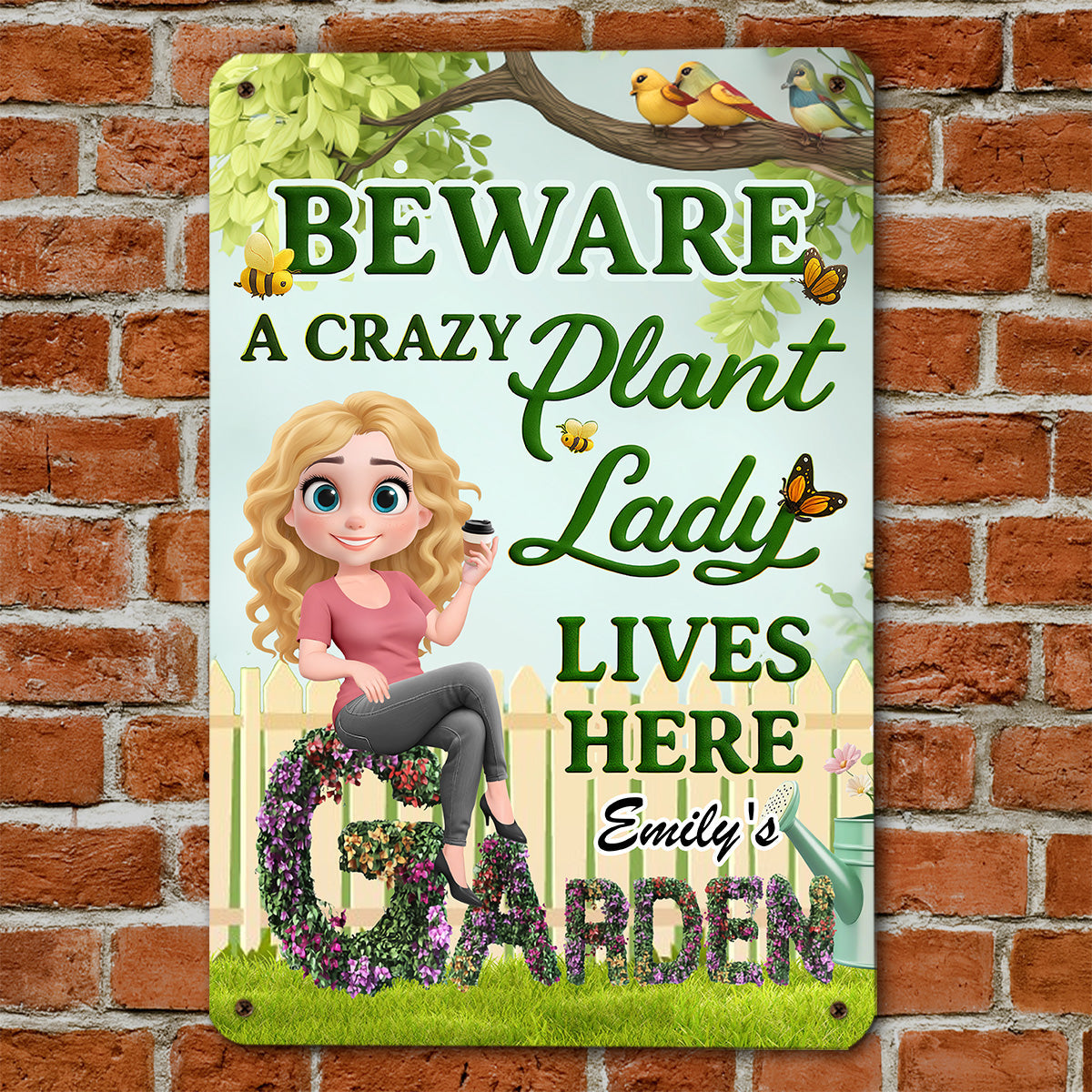 Crazy Plant Lady Garden - Personalized Custom Metal Sign