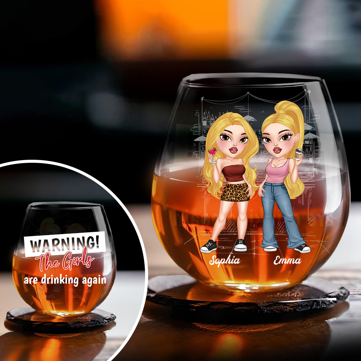 Warning The Girls Are Drinking Again - Personalized Custom Wine Glass