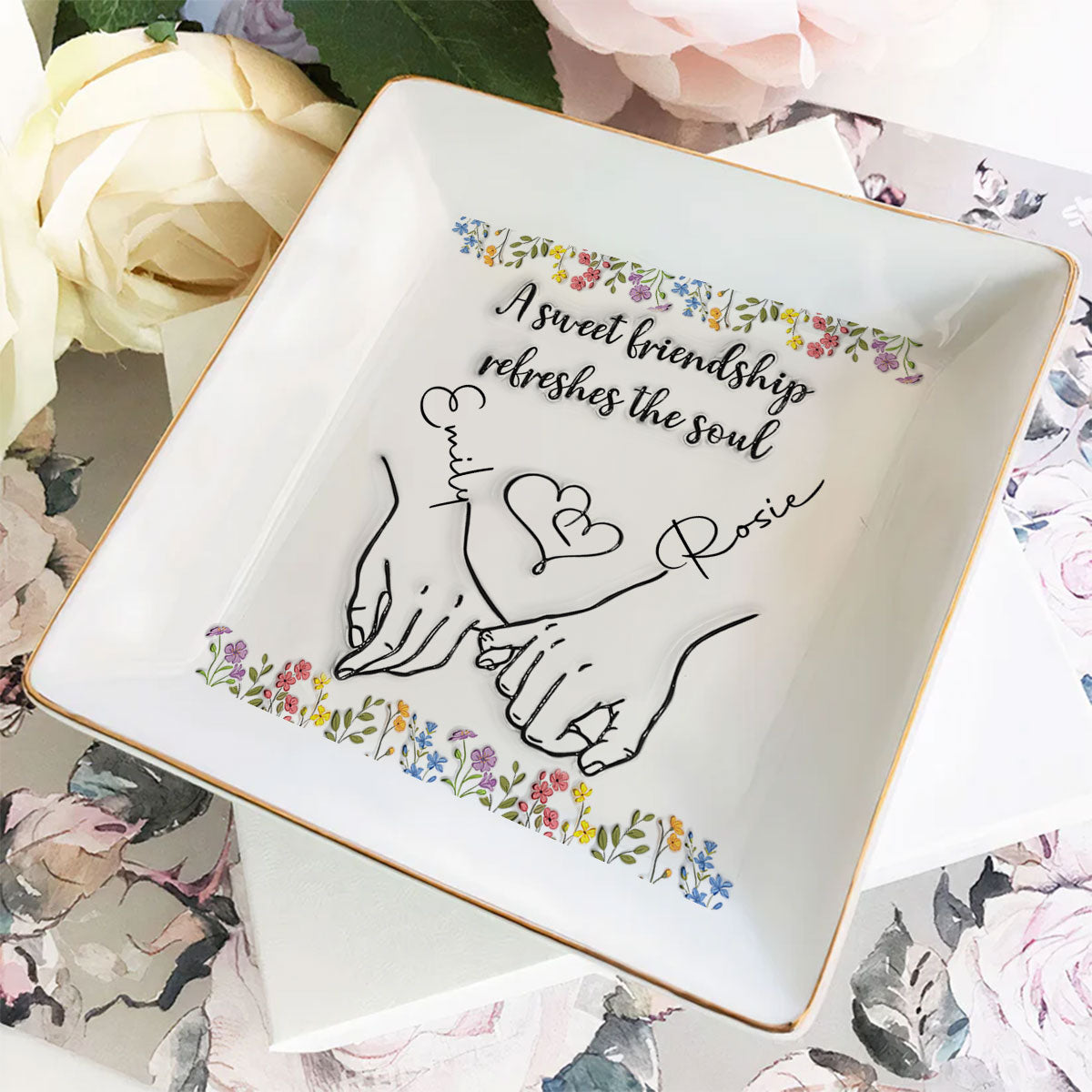 Sweet Friendship - Personalized Custom 3D Inflated Effect Jewelry Dish