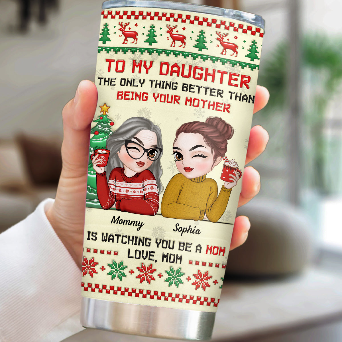 To My Daughter Merry Christmas - Personalized Custom 3D Inflated Effect Tumbler