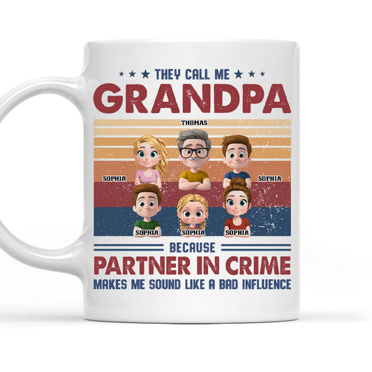 Partner In Crime With My Grandkids - Personalized Custom Coffee Mug