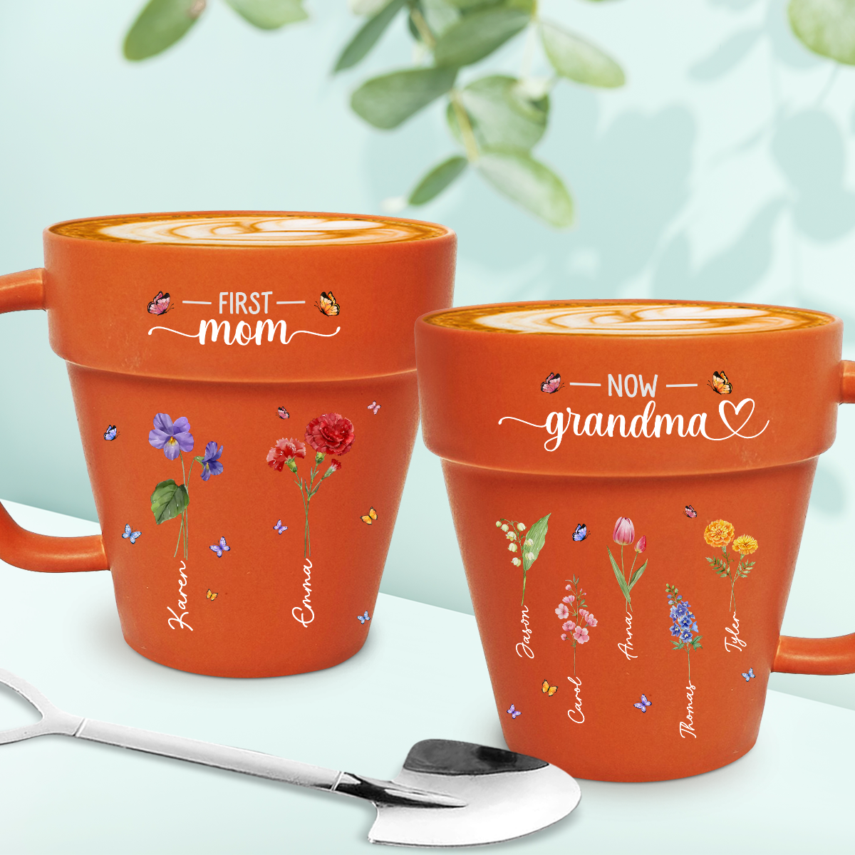 Grandma Birthmonth Flower - Personalized Custom Plant Pot Mug