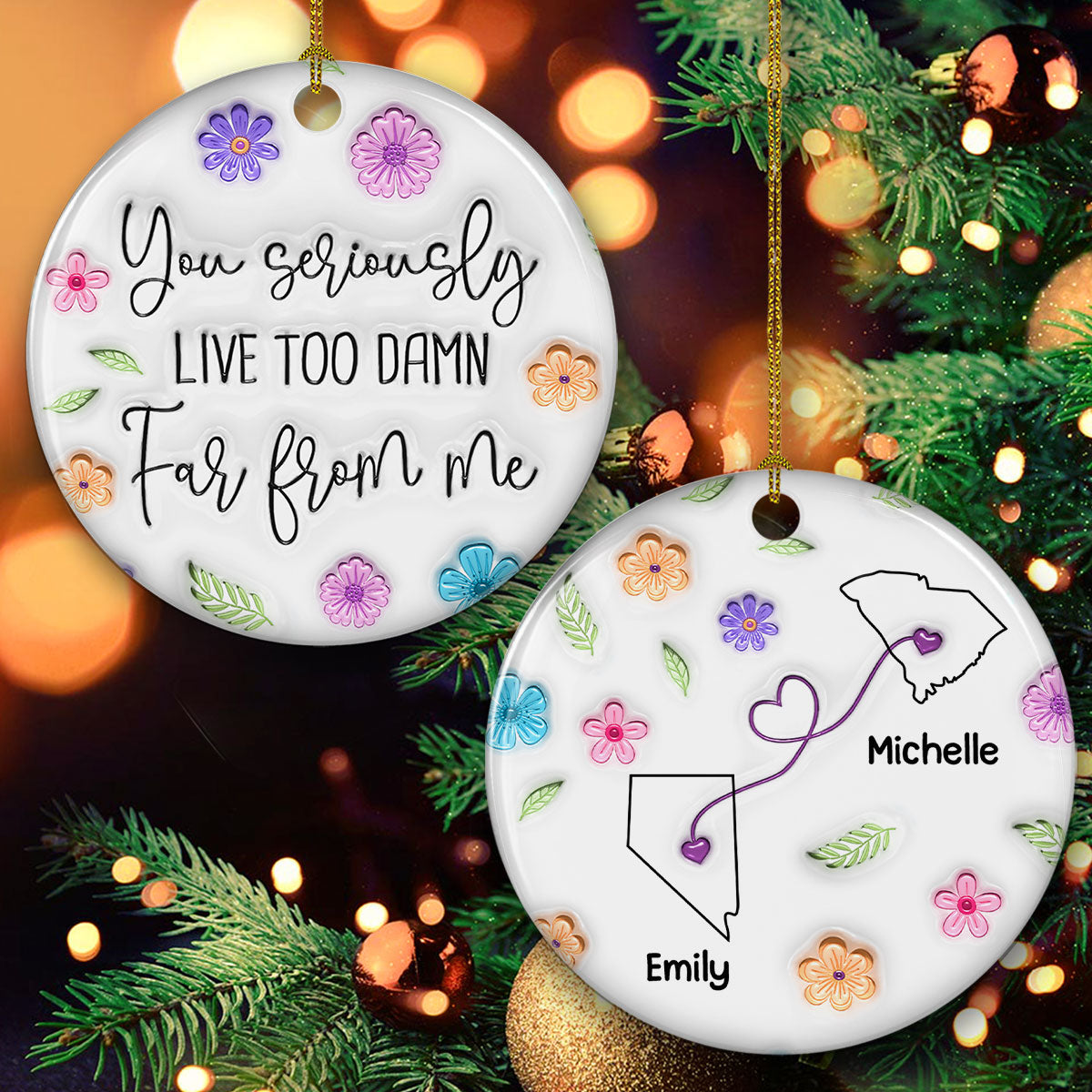 Way Too Many Miles Away - Personalized Custom 3D Inflated Effect Ceramic Ornament