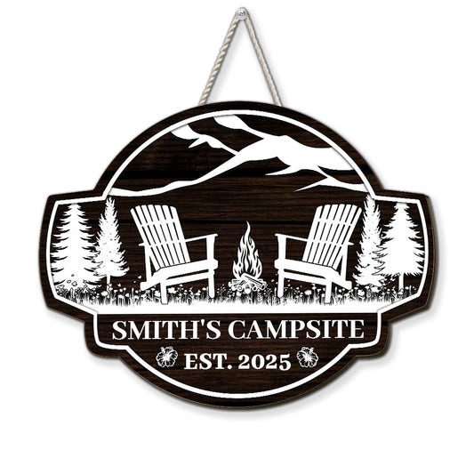 Family Campsite - Personalized Custom Wood Sign