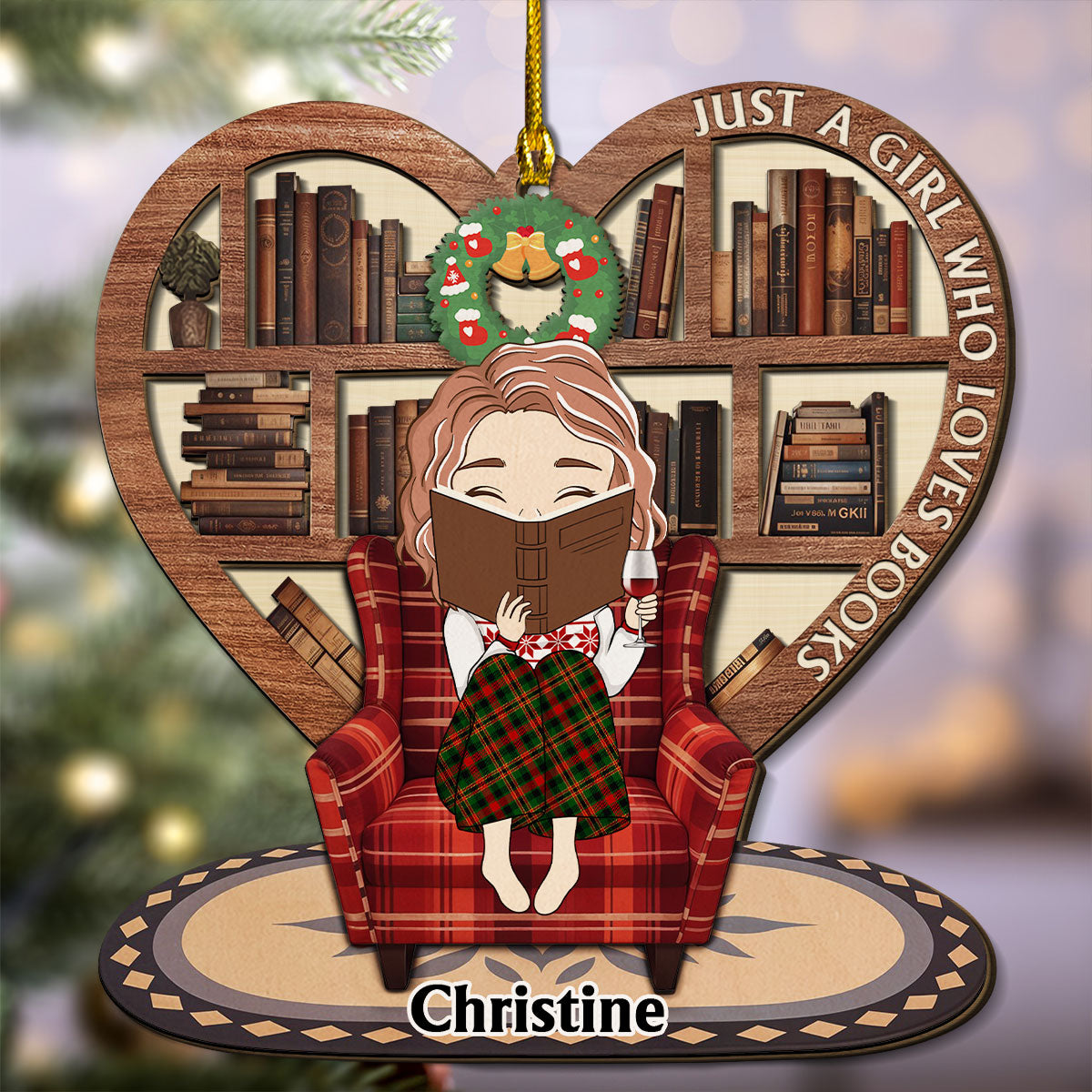 Snow Is Falling Books Are Calling - Personalized Custom Freeshape 2-Layered Wood Ornament