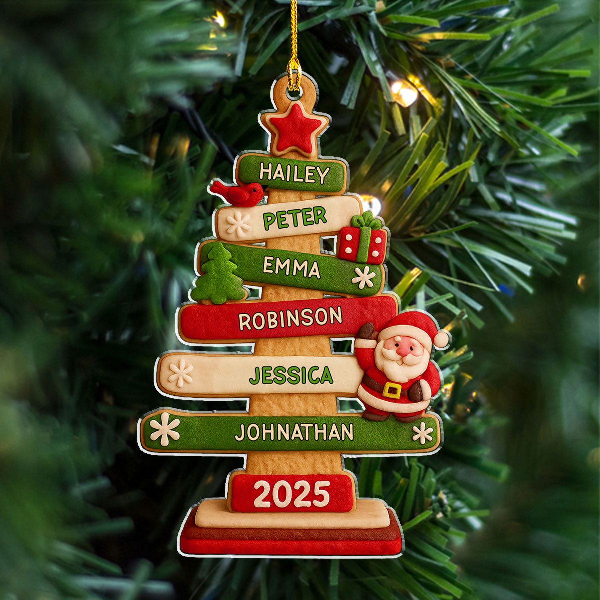 Family Names Christmas Holiday - Personalized Custom Acrylic Ornament