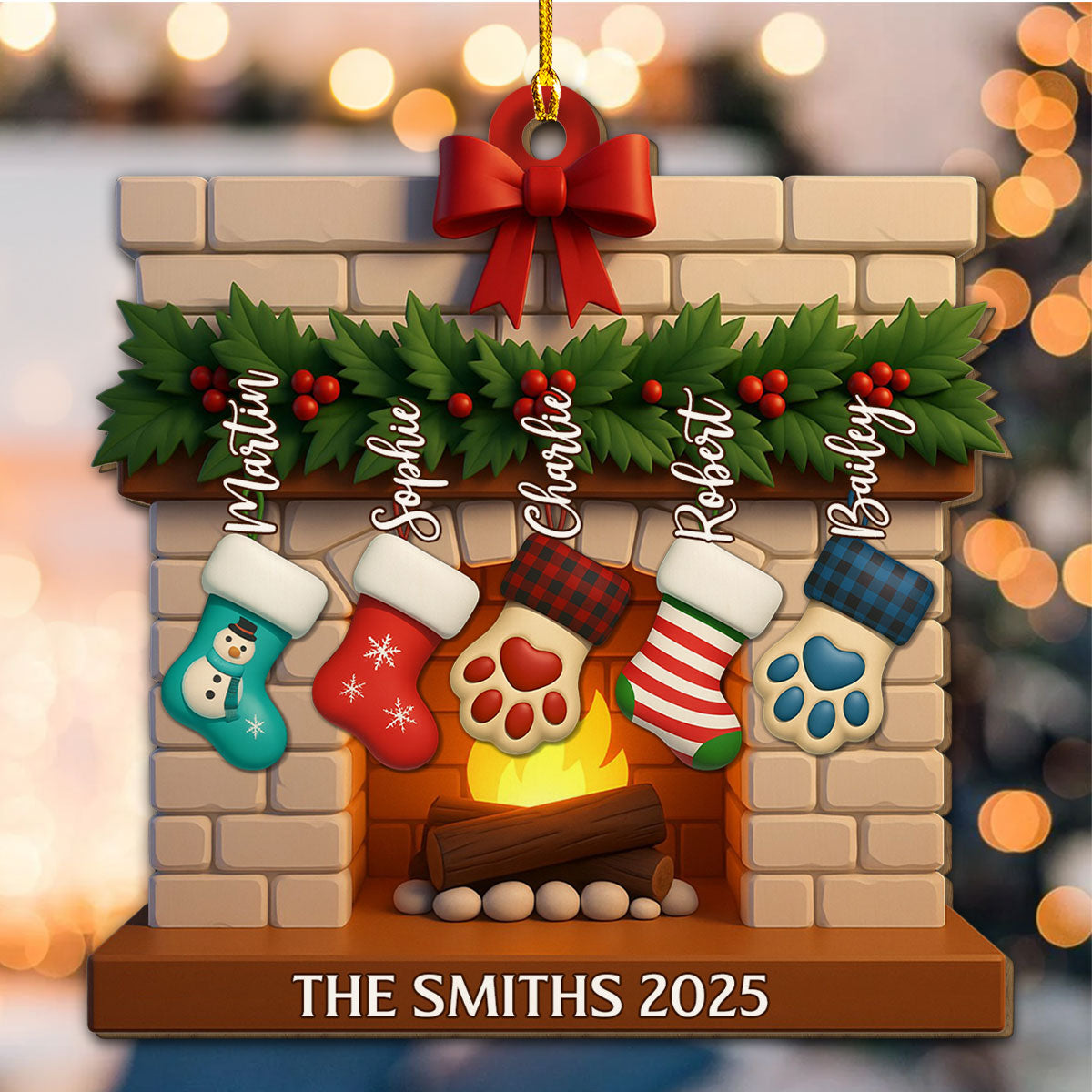 Family Stockings 2025 - Personalized Custom Wood Ornament