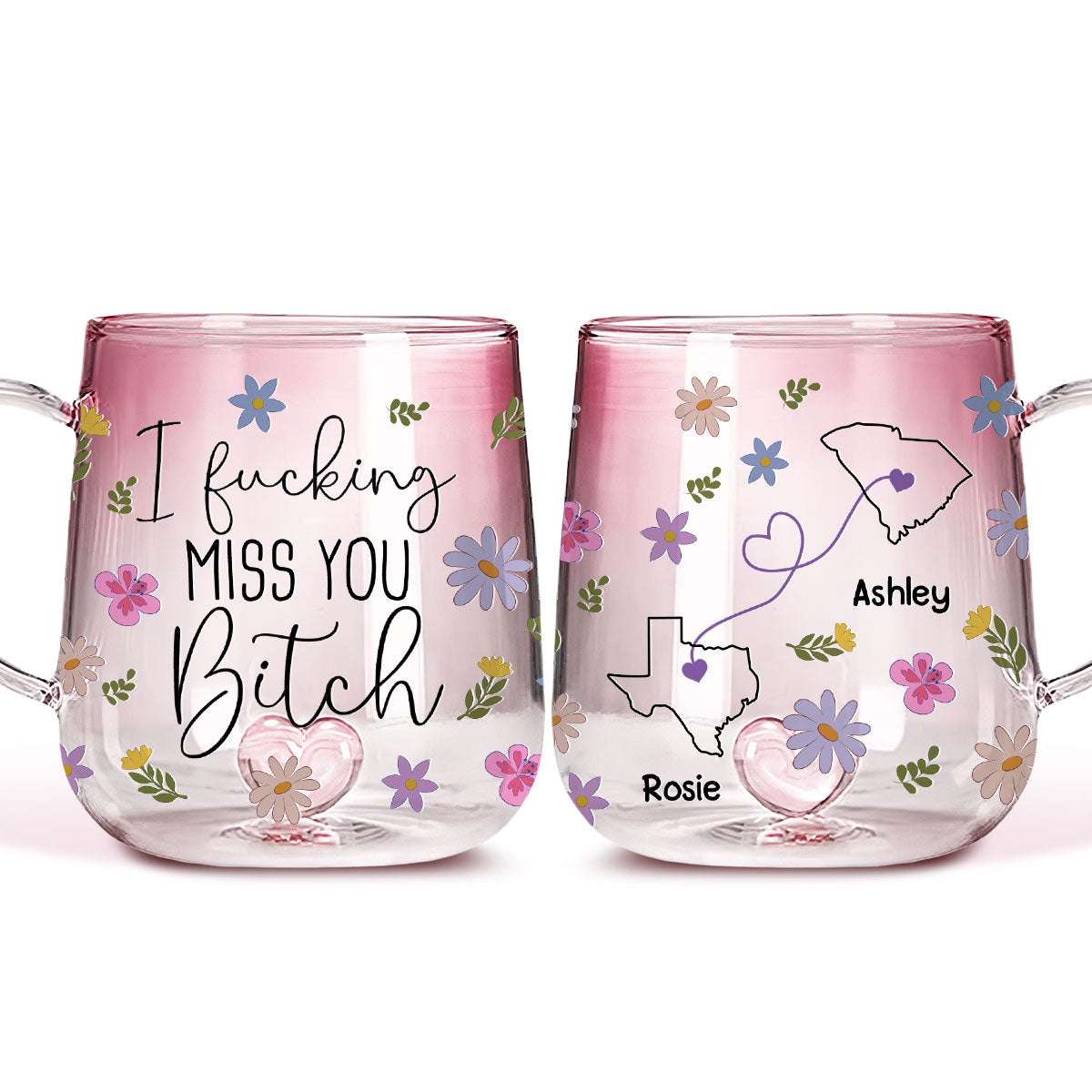 I Miss You Bestie - Personalized Custom Pink Gradient Glass Mug
