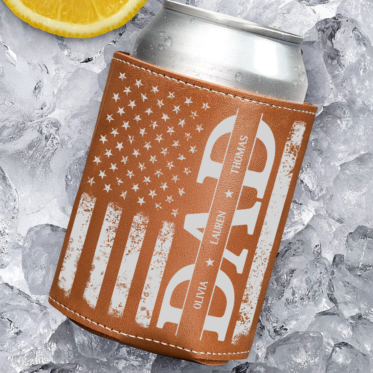 The Best Daddy - Personalized Custom Leather Can Cooler