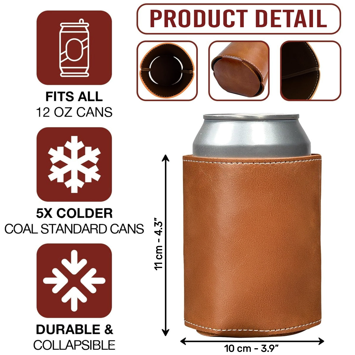 Together Forever - Personalized Custom Leather Can Cooler Holder