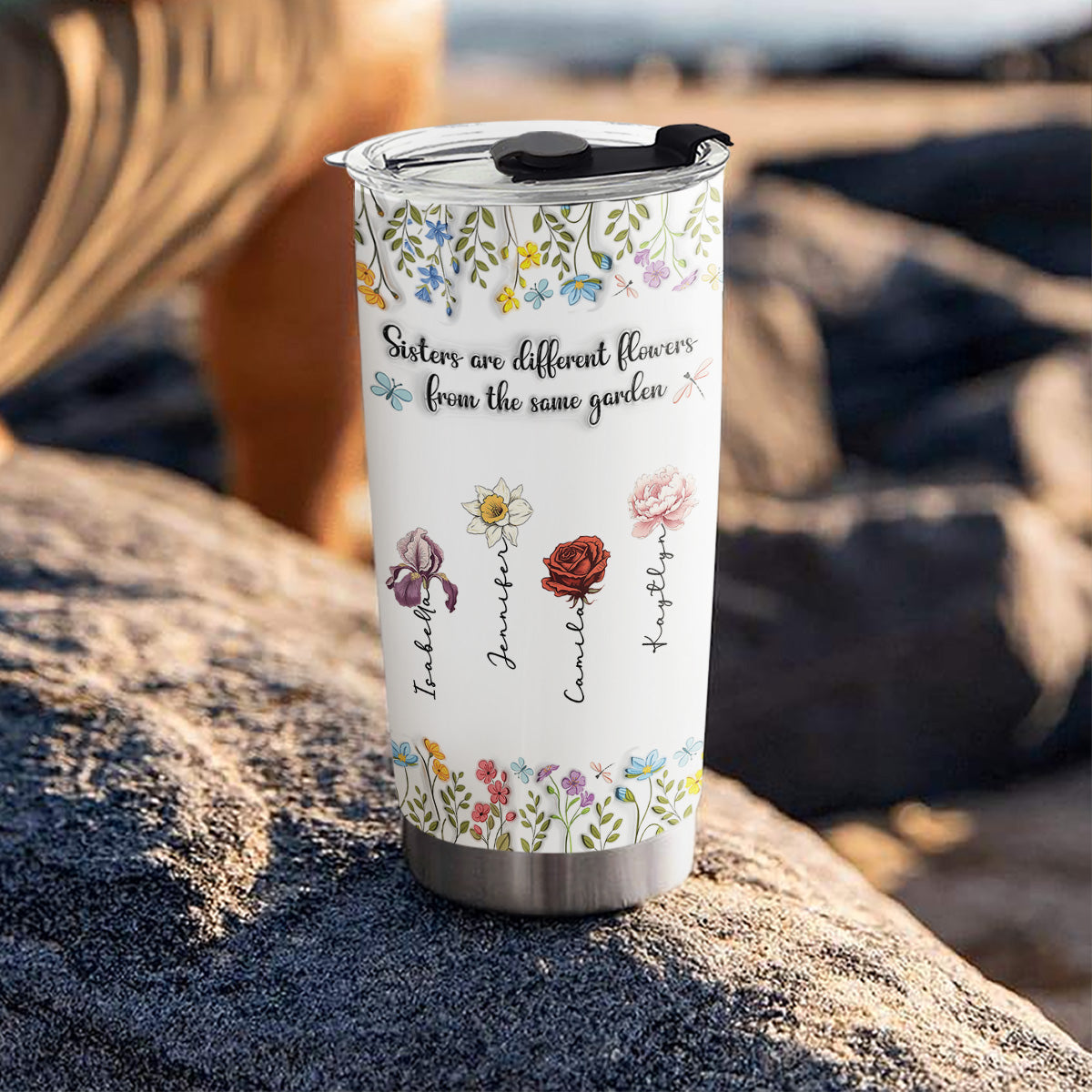 Sisters Are Different Flowers From The Same Garden - Personalized Custom 3D Inflated Effect Tumbler