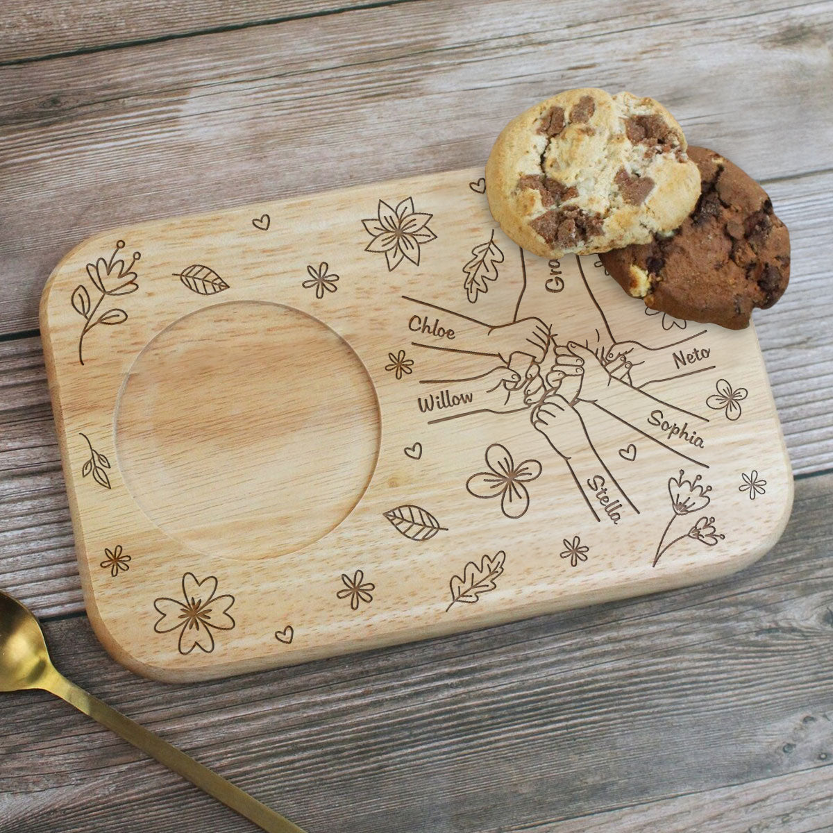 You Hold Our Hands, Also Our Hearts - Personalized Custom Wooden Treat Board