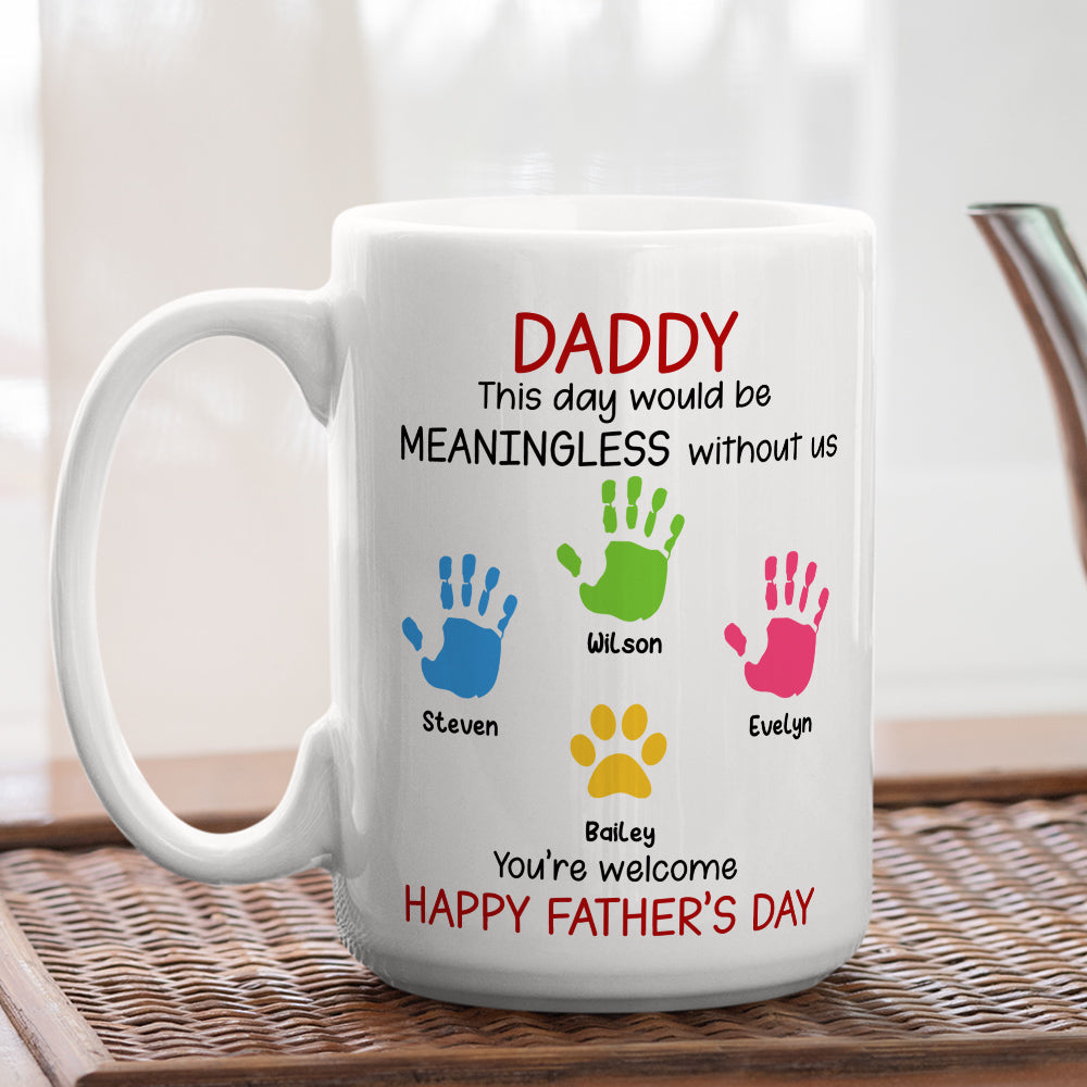 Daddy And His Kids - Personalized Custom Coffee Mug
