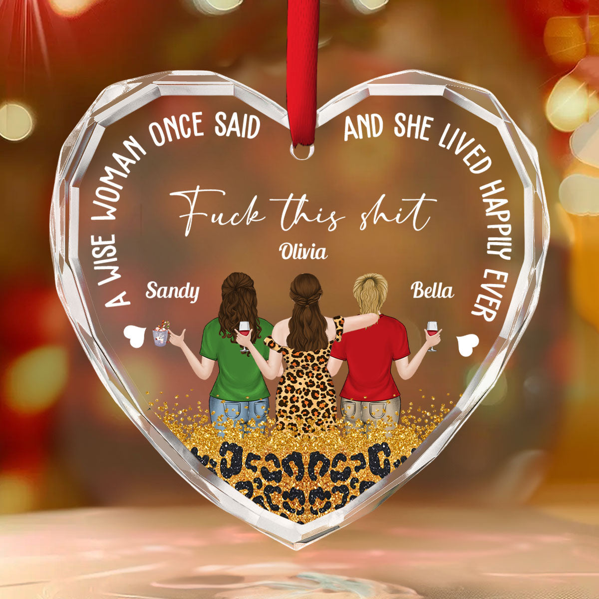Gift For Best Friends Sisters - Personalized Custom Glass Ornament
