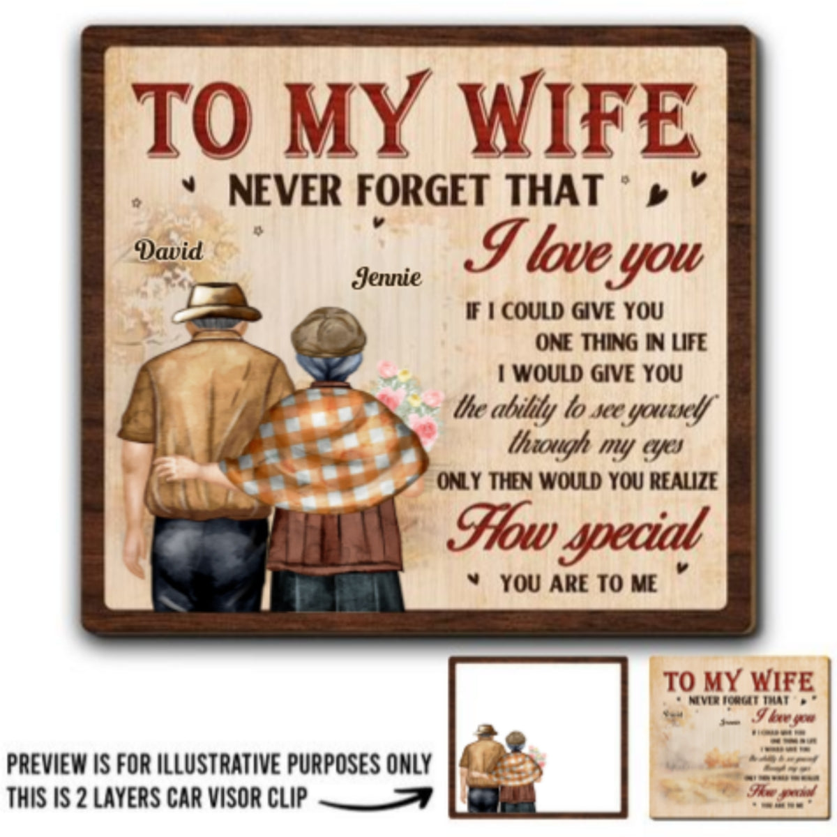 To My Wife - Personalized Custom Car Visor Clip