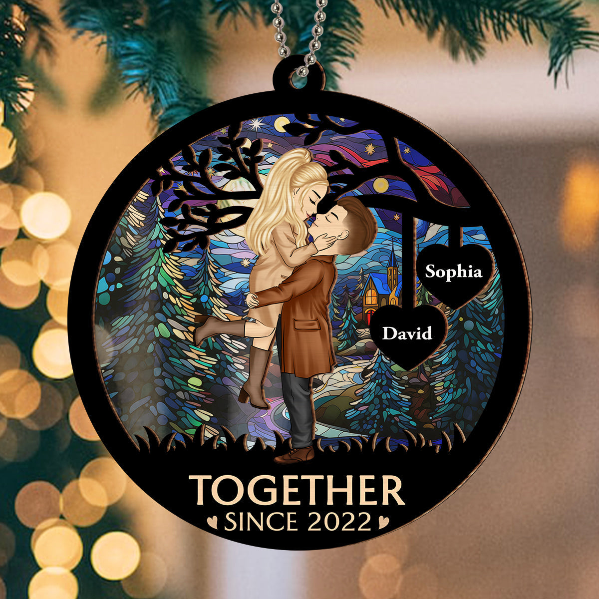 Christmas Together - Personalized Custom Suncatcher Ornament