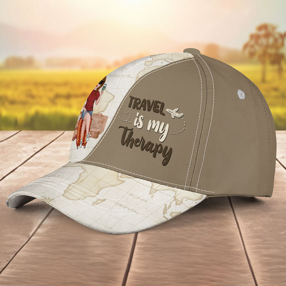 Travel Is My Therapy - Personalized Custom Classic Cap
