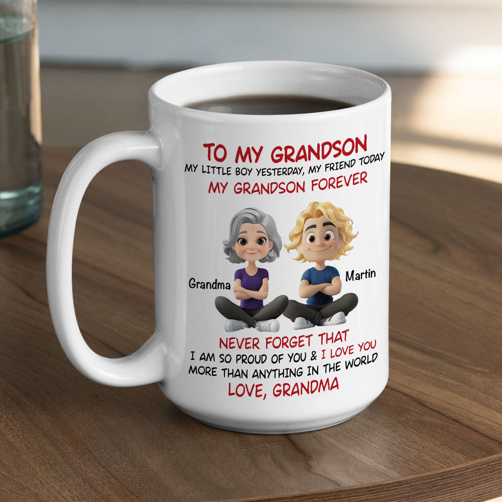 Grandson You Are My Little Boy Yesterday - Personalized Custom Coffee Mug