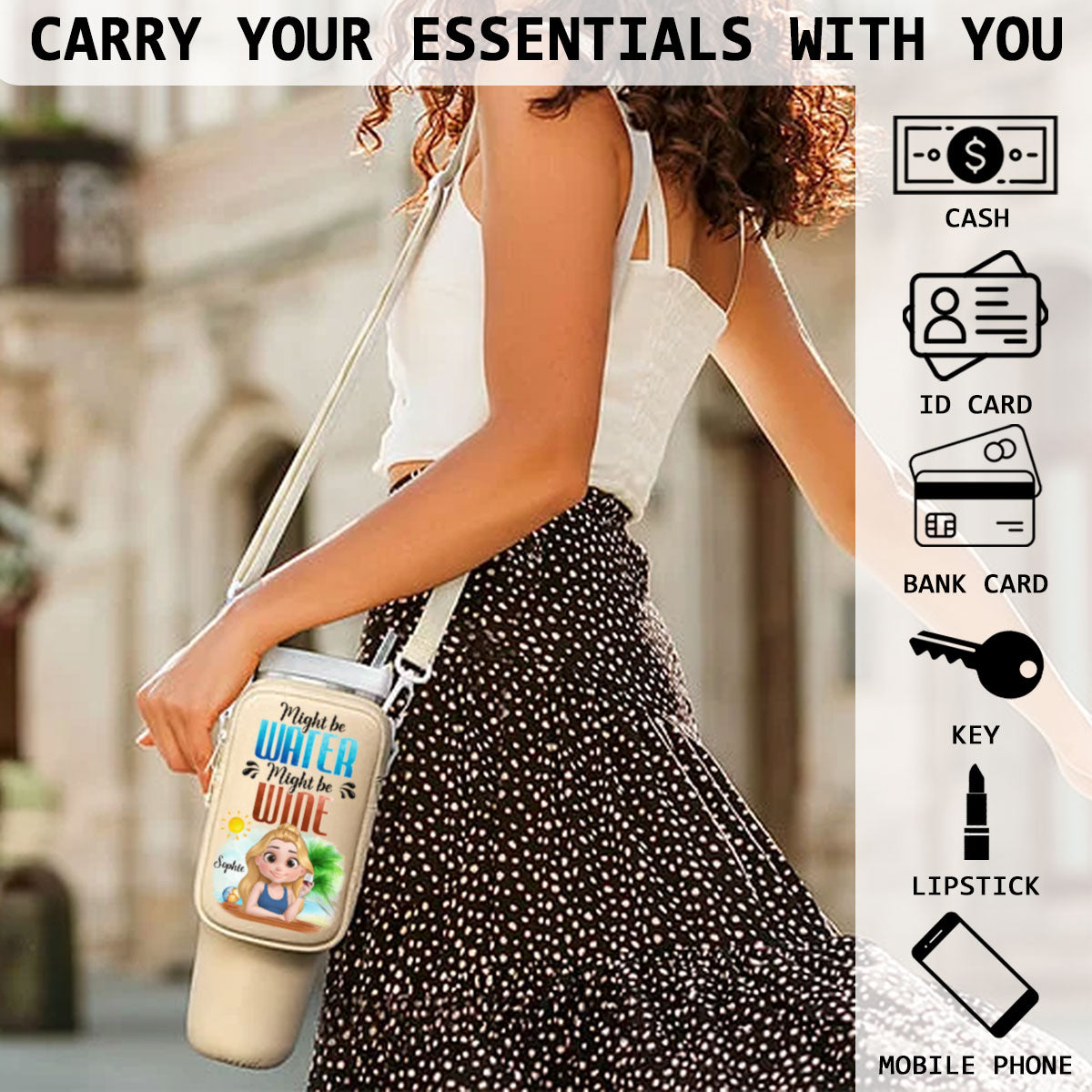 Might Be Wine - Personalized Custom 40oz Water Bottle Carrier Bag